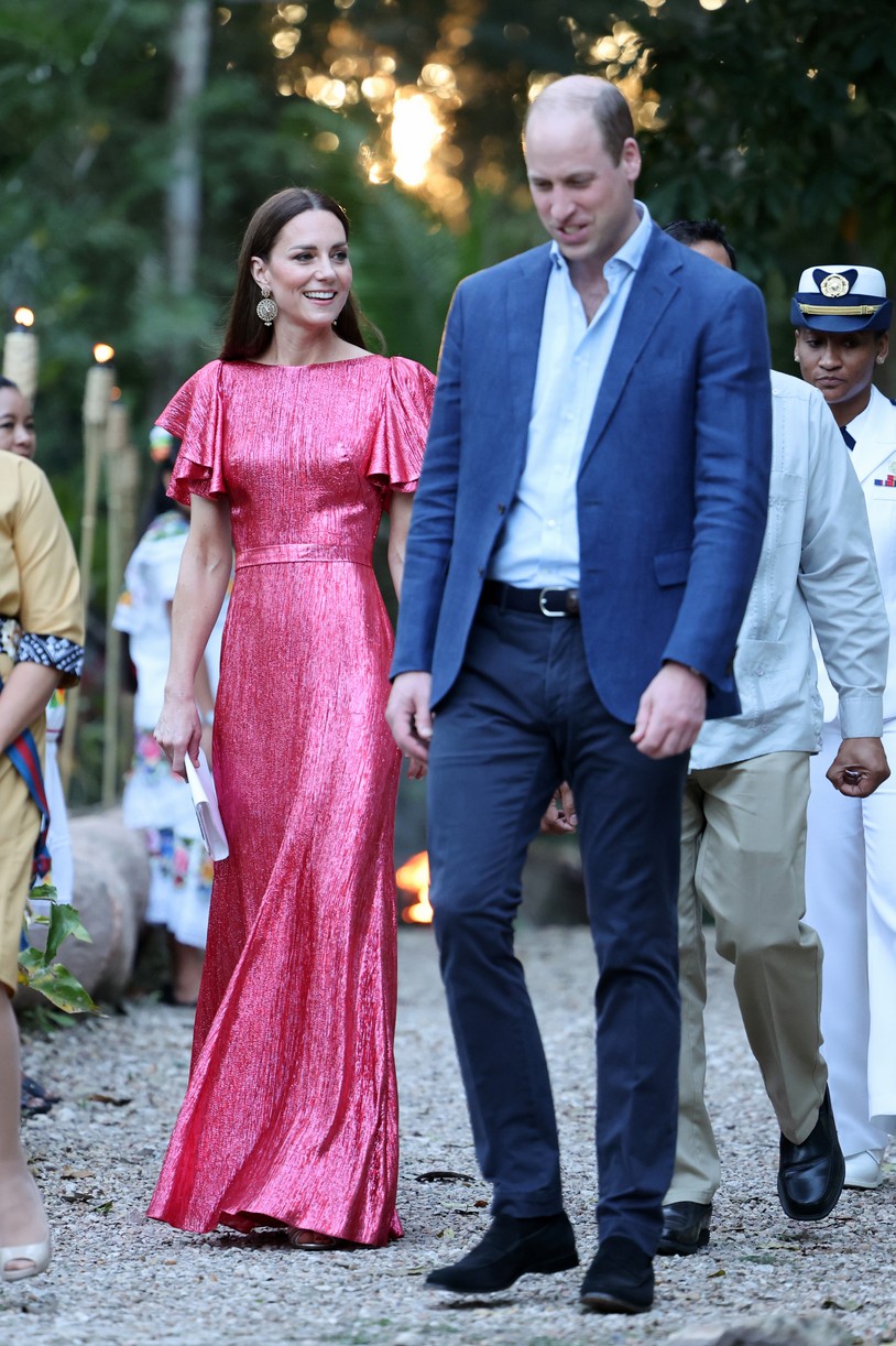 Kate Middleton Wows in a Vibrant Pink Gown For Reception in Belize With Prince William