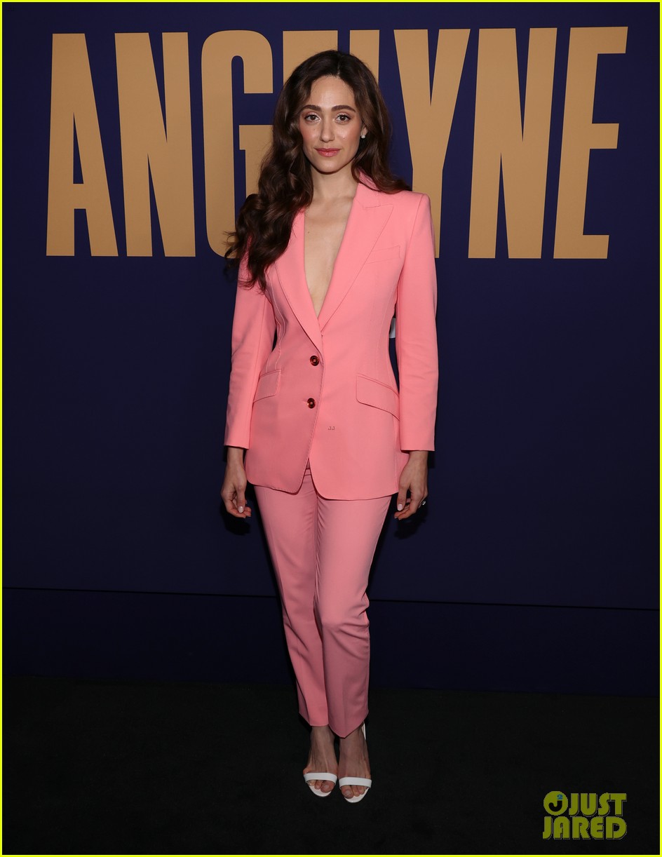 Emmy Rossum Goes Pretty in Pink Suit for 'Angelyne' FYC Event