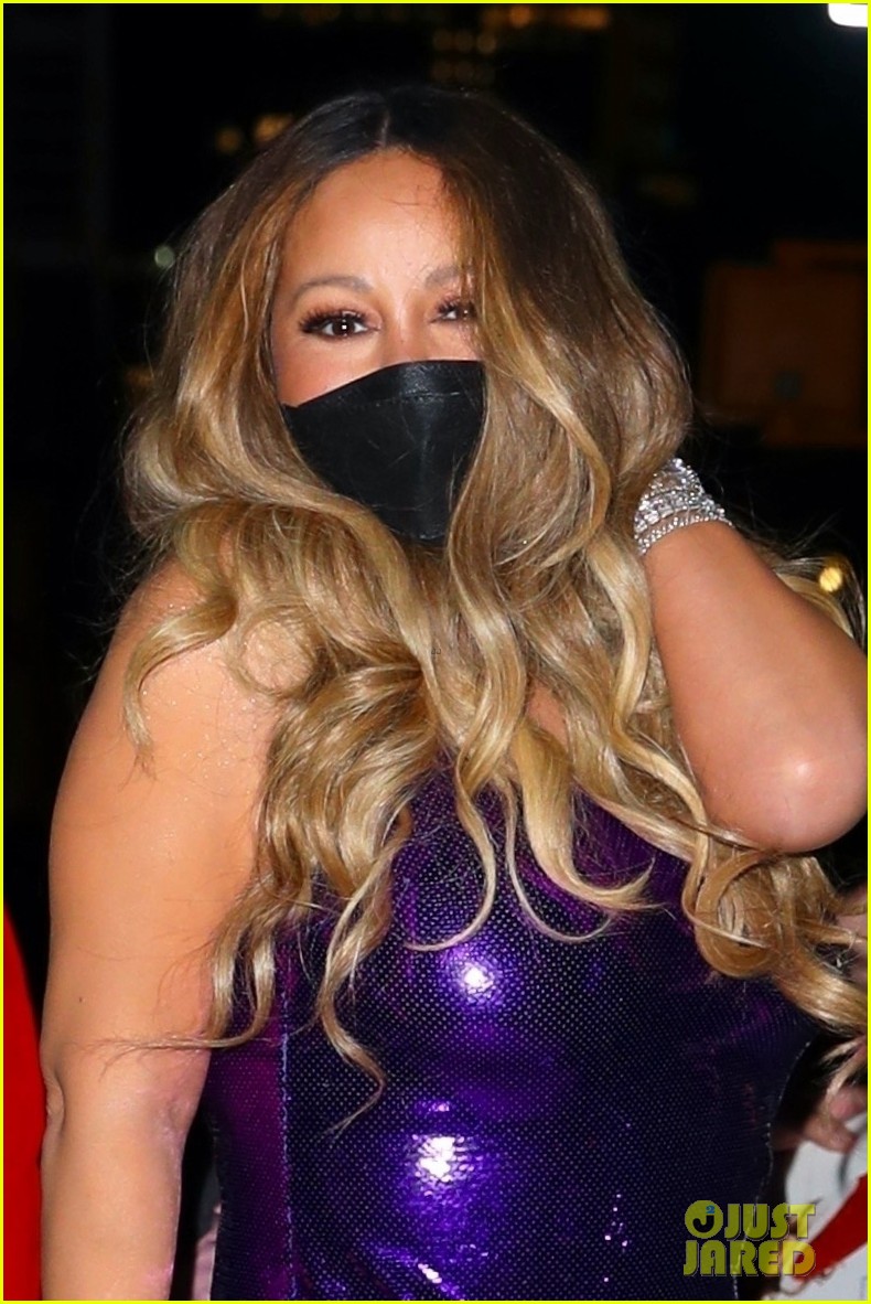 mariah carey glitter dress Shines in a Purple Sequin During a Night Out in NYC | Just Jared DESIGNER COLLECTION