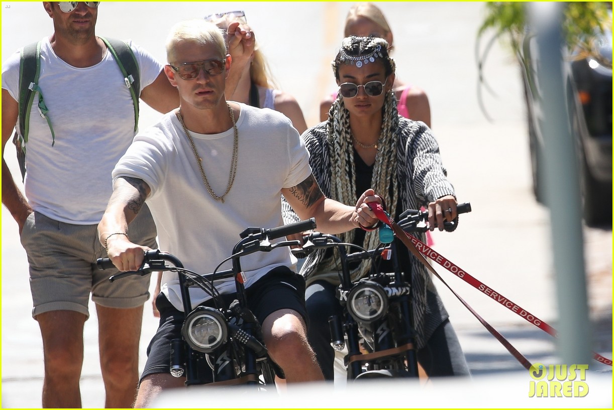 Joel Kinnaman & Fiancee Kelly Gale Go For a Ride on Their Electric Bikes