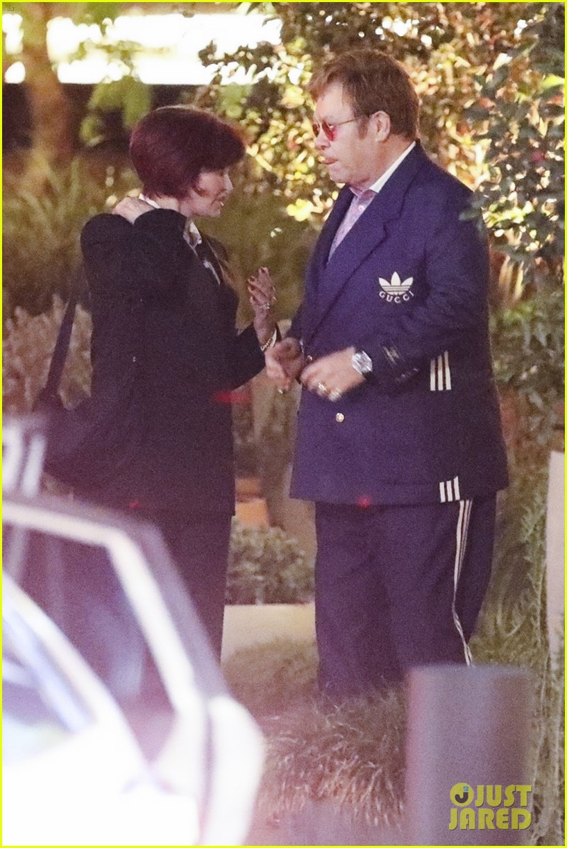 Elton John & Sharon Osbourne Meet Up for Dinner in West Hollywood