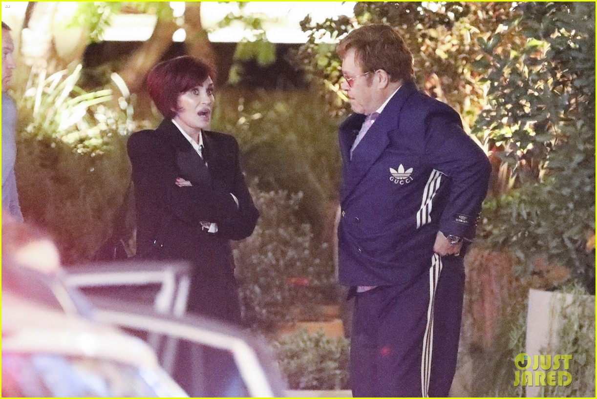 Elton John & Sharon Osbourne Meet Up for Dinner in West Hollywood