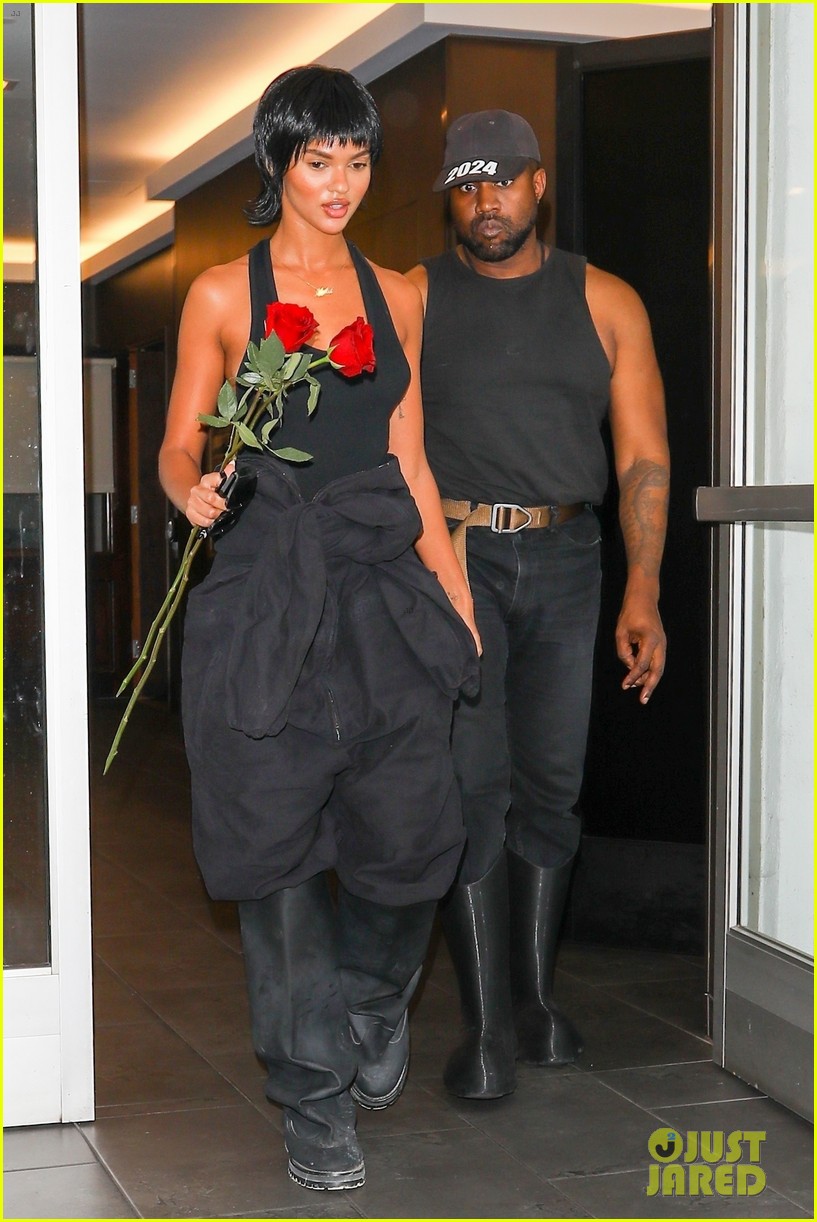 Kanye West Seemingly Gifts Juliana Nalu Red Roses During Night Out