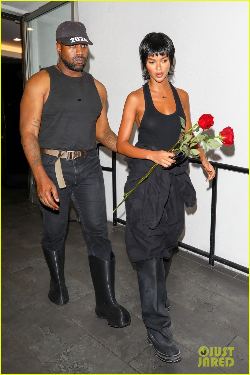Kanye West Seemingly Gifts Juliana Nalu Red Roses During Night Out