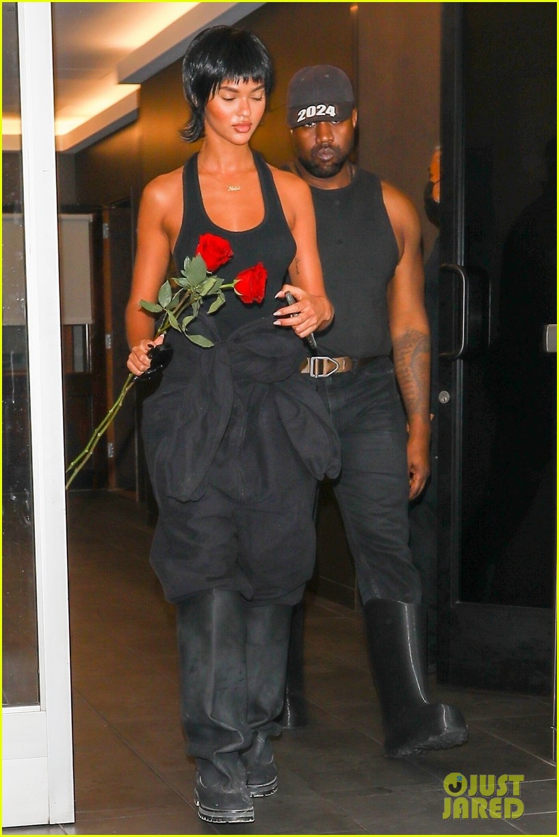 Kanye West Seemingly Gifts Juliana Nalu Red Roses During Night Out