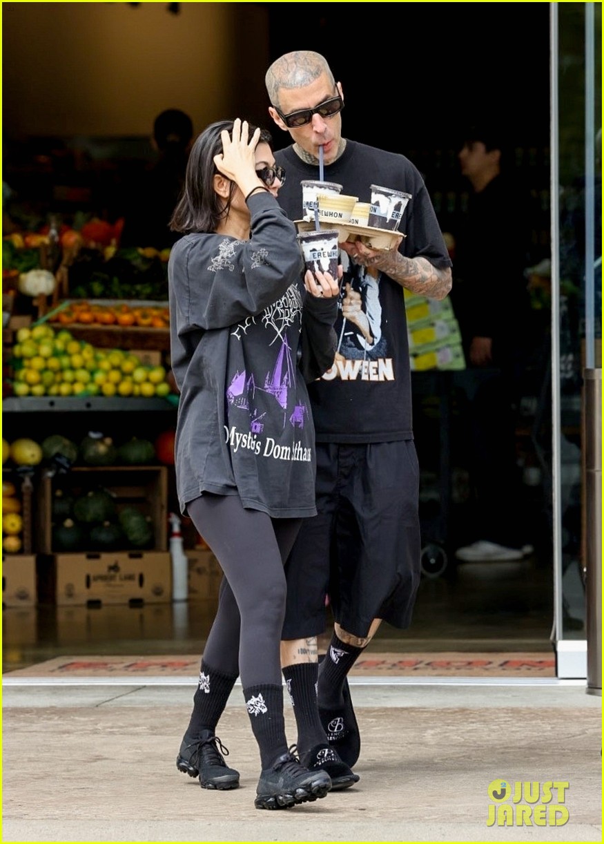 Kourtney Kardashian & Travis Barker Pick Up Her Poosh Potion Detox Smoothies from Erewhon
