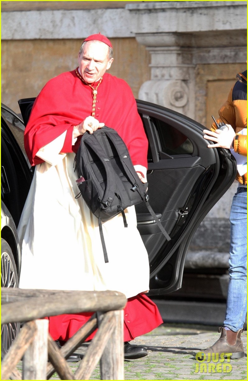 Ralph Fiennes Gets Into Character as Cardinal Lomeli on 'Conclave' Set in Rome