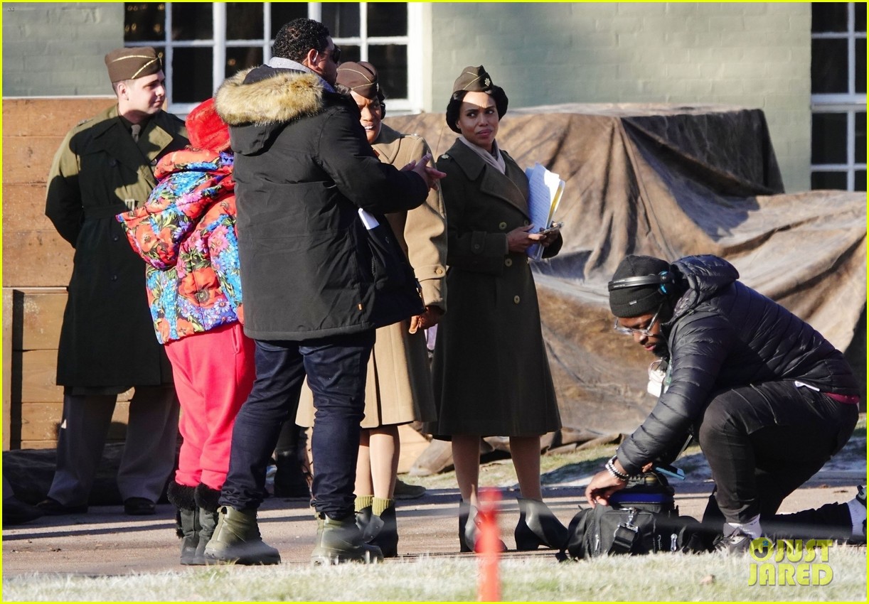 Kerry Washington Spotted in Army Green Uniform For 'Six Triple Eight' Filming