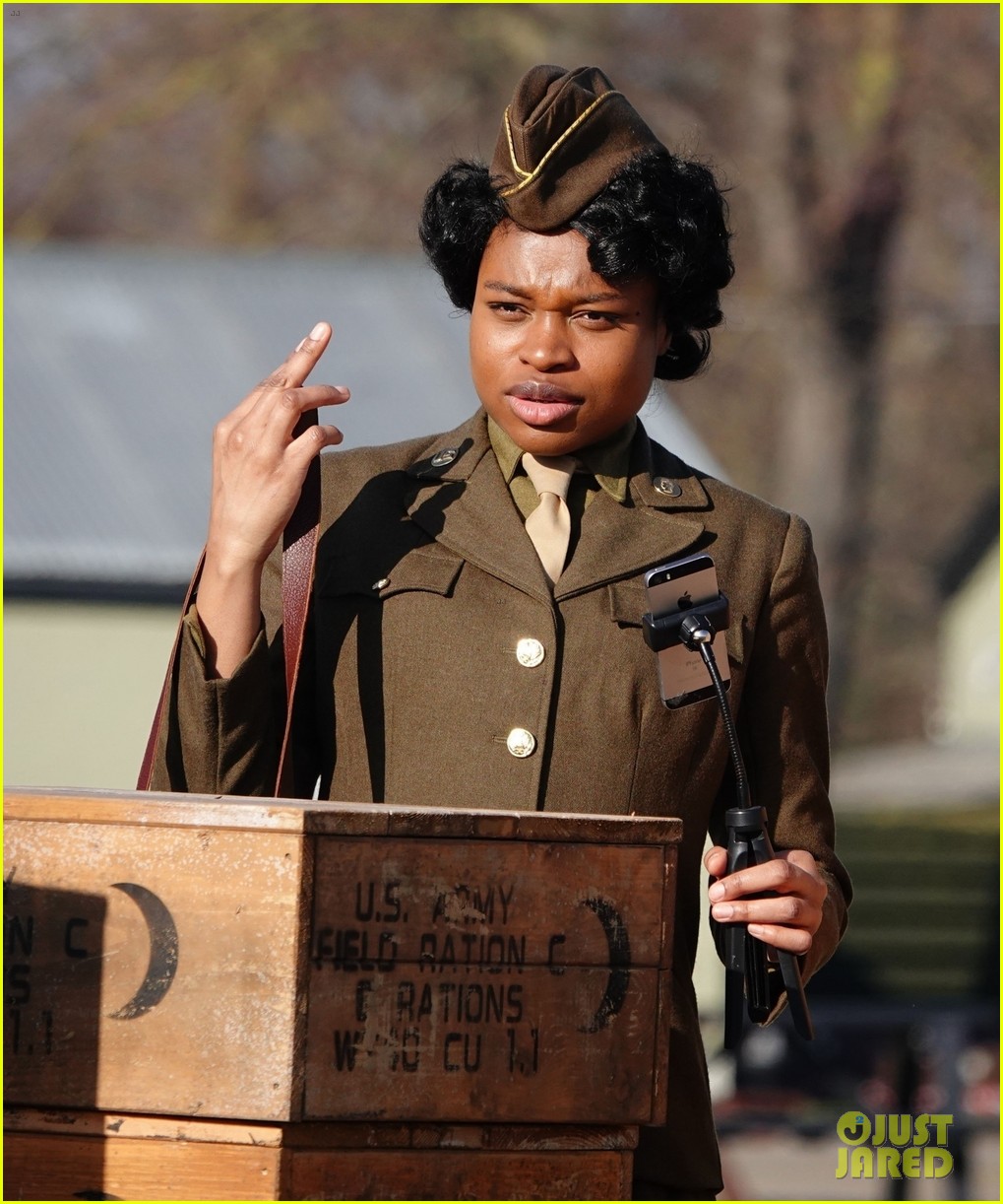 Kerry Washington Spotted in Army Green Uniform For 'Six Triple Eight' Filming