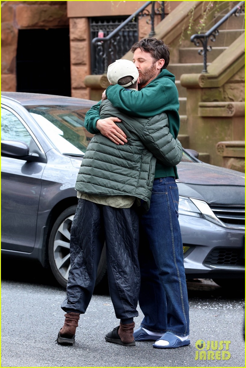 Casey Affleck & Hong Chau Enjoy a Moment Together While Filming 'The Instigators' With Matt Damon in Brooklyn