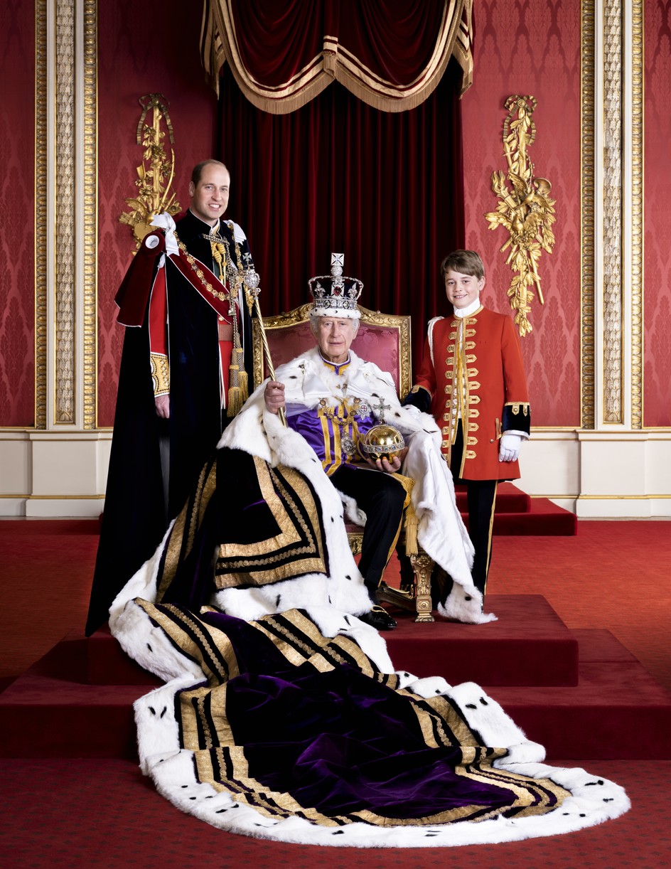King Charles III & Heirs To The Throne Prince William & Prince George Pose In New Coronation Portrait