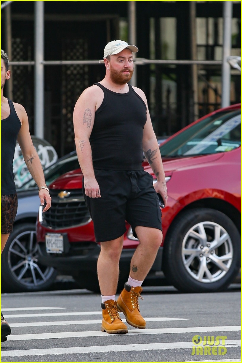 Sam Smith & Partner Christian Cowan Match In Black Tanks While Out in NYC Before 'Barbie' Track Arrives