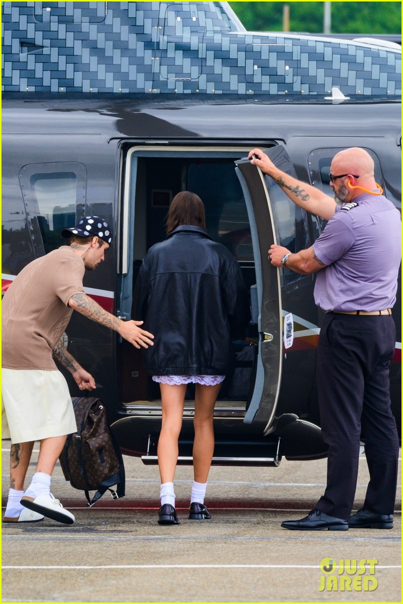 Hailey & Justin Bieber Take a Helicopter Ride in NYC After Night Out Promoting Krispy Kreme Collab