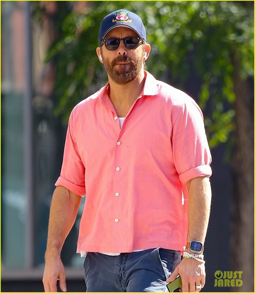 Ryan Reynolds Sports Pink Shirt for Solo Stroll Around NYC