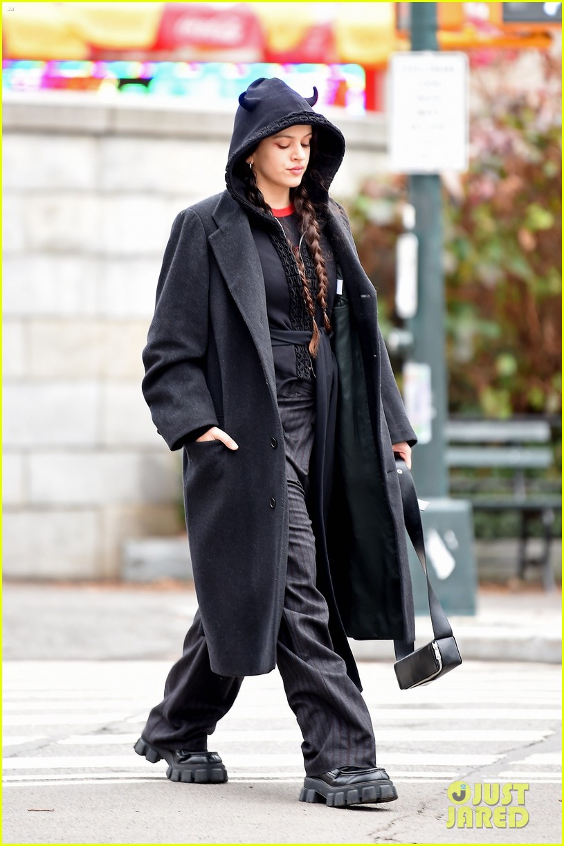Rosalia Wears a Horned Hood for Christmas Day Stroll Through NYC's Central Park