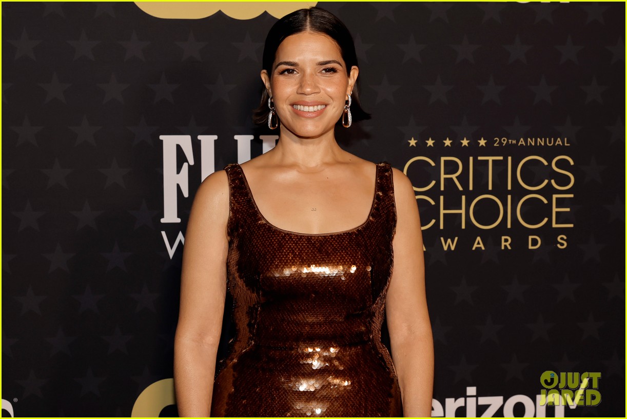 America Ferrera Arrives with Husband Ryan Piers Williams at Critics Choice Awards 2024 Ahead of Receiving Special Award