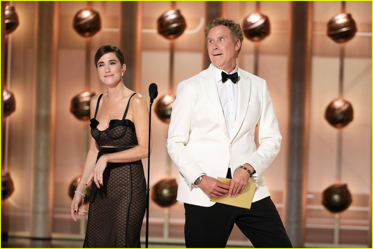 Kristen Wiig & Will Ferrell Hilariously Dance to Orchestra Music While Presenting at Golden Globes 2024 - Watch Now! | Just Jared