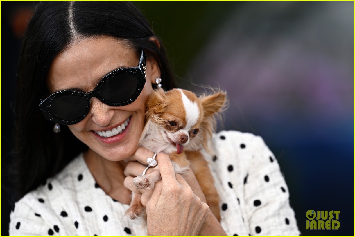 Demi Moore's Tiny Pup Pilaf Steals the Show at 'The Substance' Photo Call at Cannes 2024!