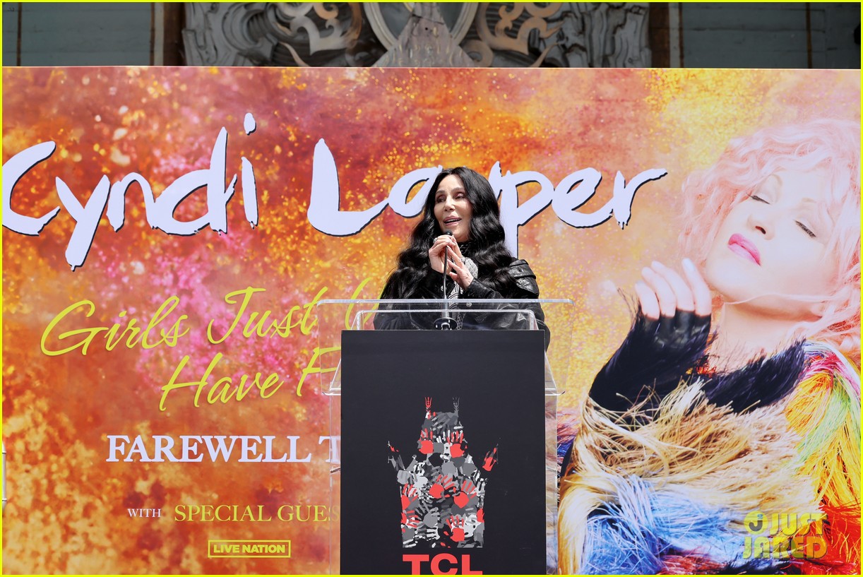 Cher Honors 'Dear Friend' Cyndi Lauper at Hand & Footprint Ceremony