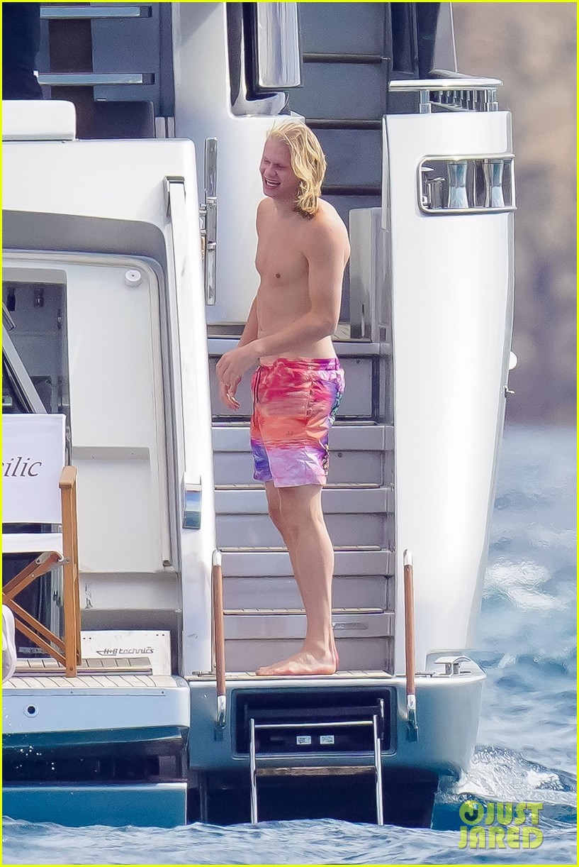 Manchester City Soccer Star Erling Haaland Goes Shirtless During Yacht Vacation in Cannes