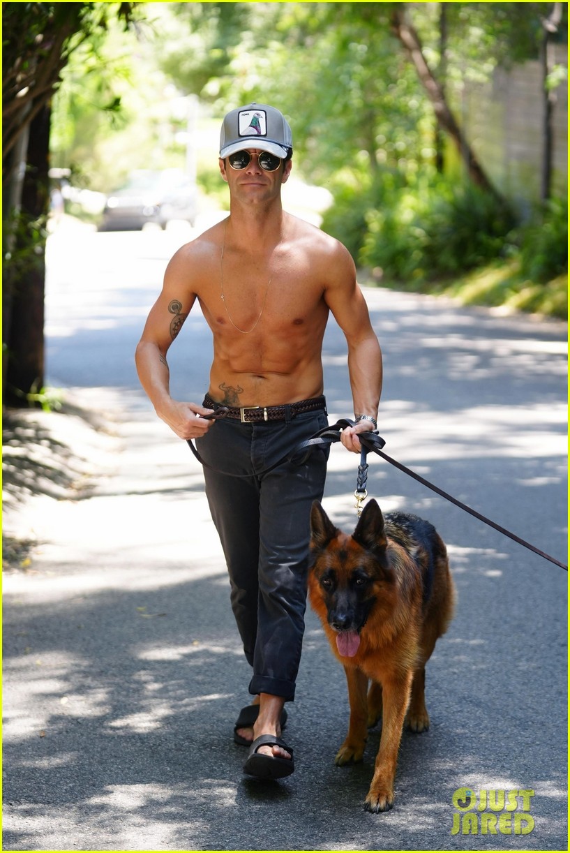 'DWTS' Pro Sasha Farber Goes Shirtless for Hike with His Dogs in Studio City