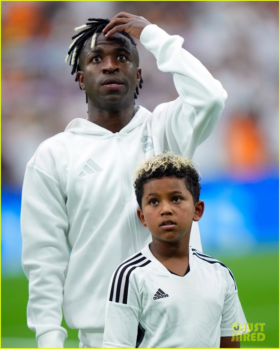 Kim Kardashian Cheers On Son Saint as He Walks the Field at Real Madrid Game with Soccer Star Vinicius Jr.