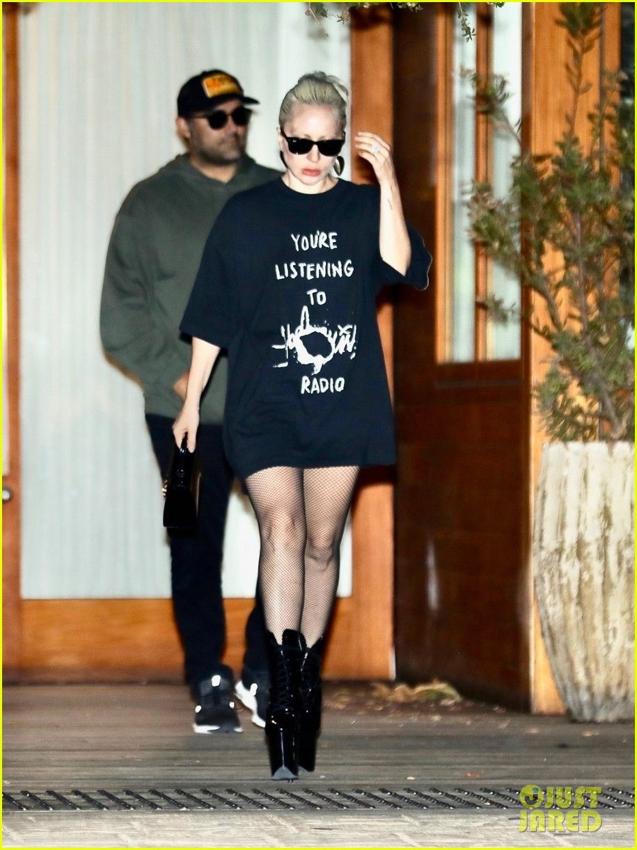 lady gaga t shirt dress Wears a T-Shirt & Sky High Heels on Date Night with Fiance Michael Polansky | Just Jared mint green Dress