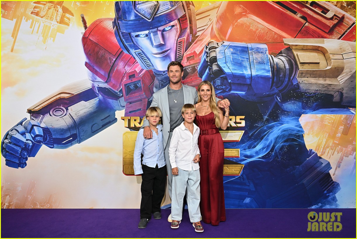 Chris Hemsworth's Twin Sons & Wife Elsa Join Him at 'Transformers One' Australian Premiere