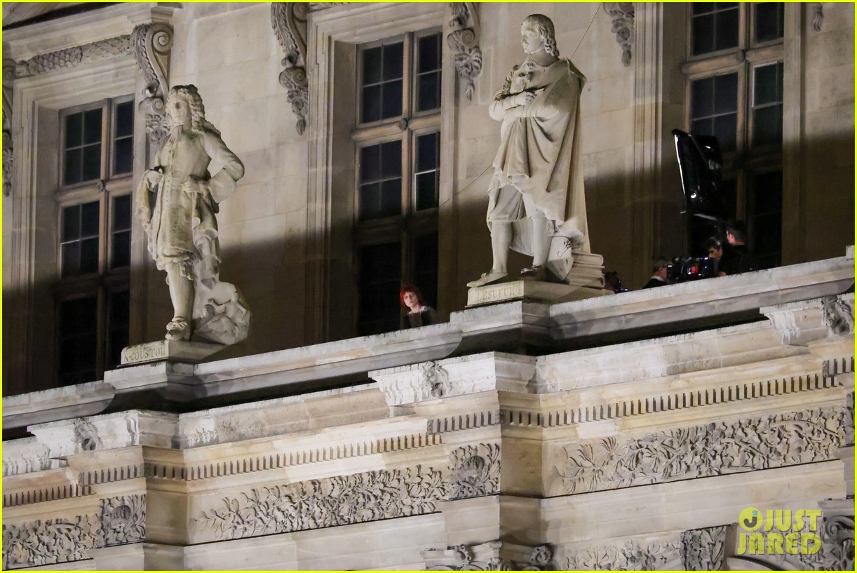 Lady Gaga Sports Red Hair as She Films Mystery Project at The Louvre in Paris