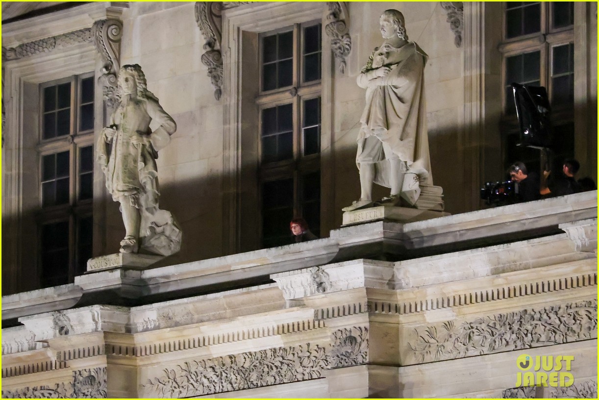 Lady Gaga Sports Red Hair as She Films Mystery Project at The Louvre in Paris