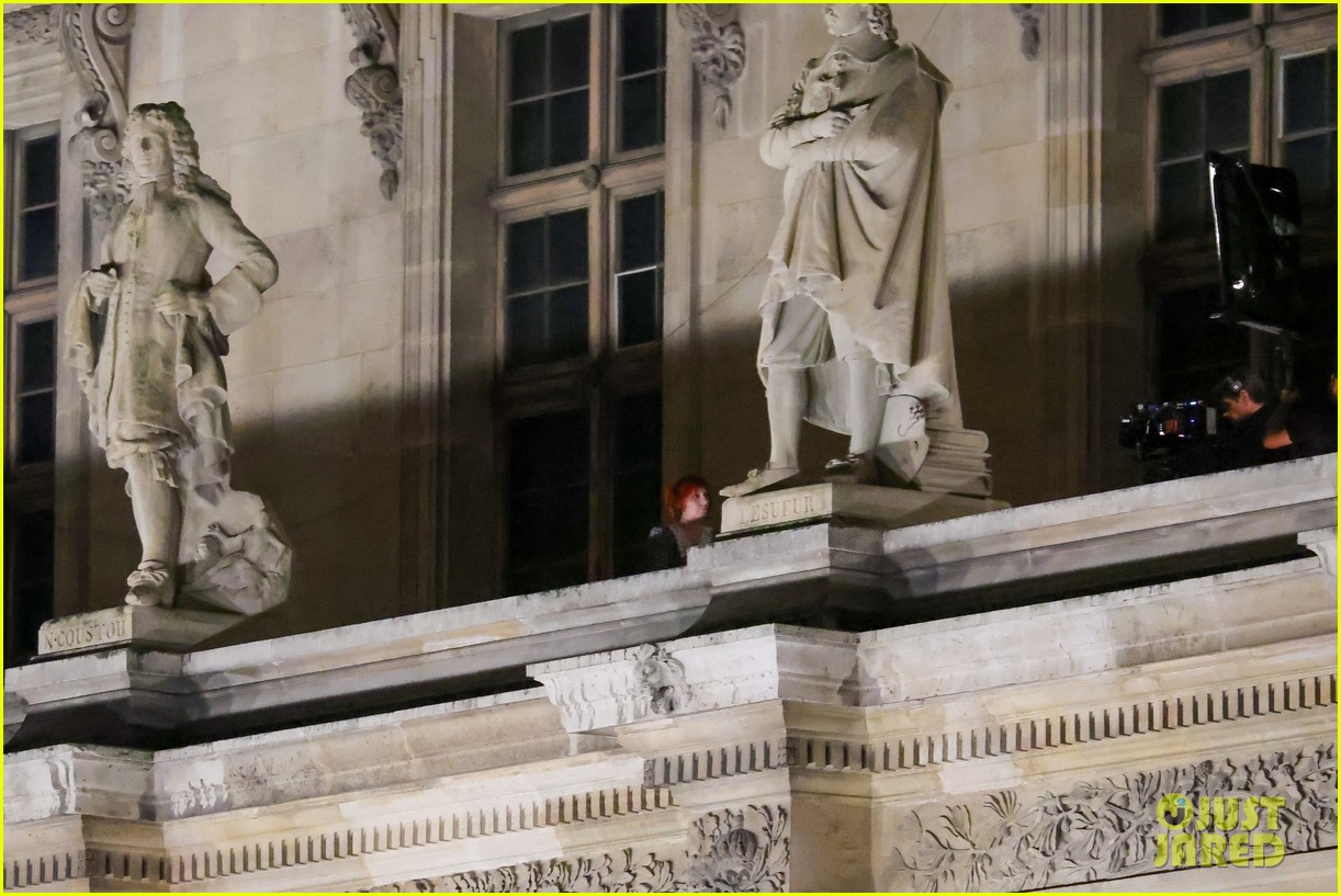 Lady Gaga Sports Red Hair as She Films Mystery Project at The Louvre in Paris