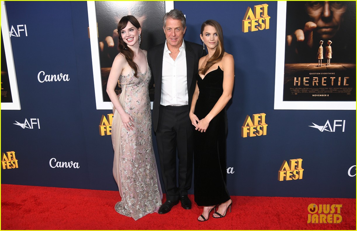 Hugh Grant Joins Sophie Thatcher & Chloe East at AFI Fest 2024 Premiere of 'Heretic'