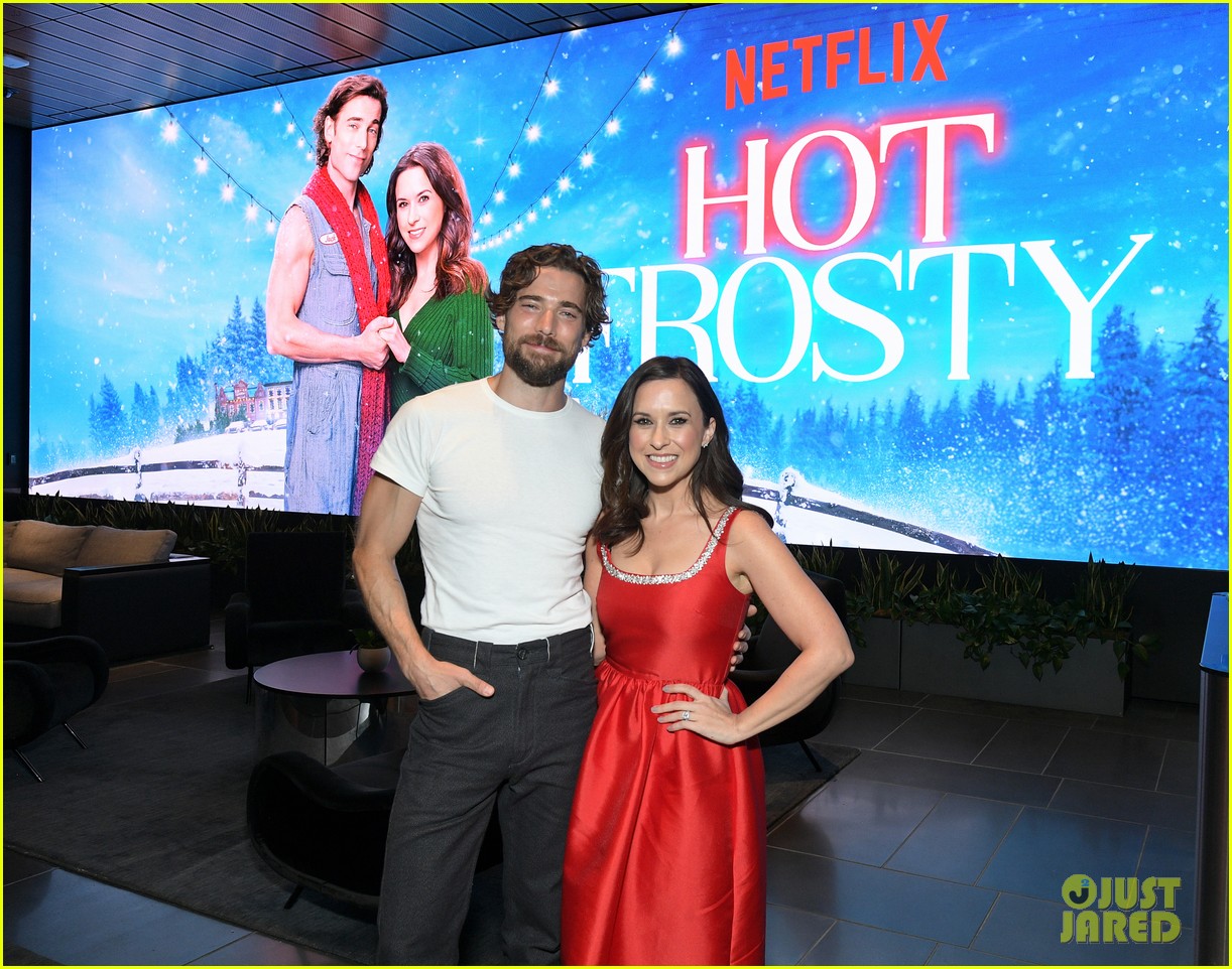 Lacey Chabert Gets Festive In Red Dress at 'Hot Frosty' Premiere With Dustin Milligan & More!