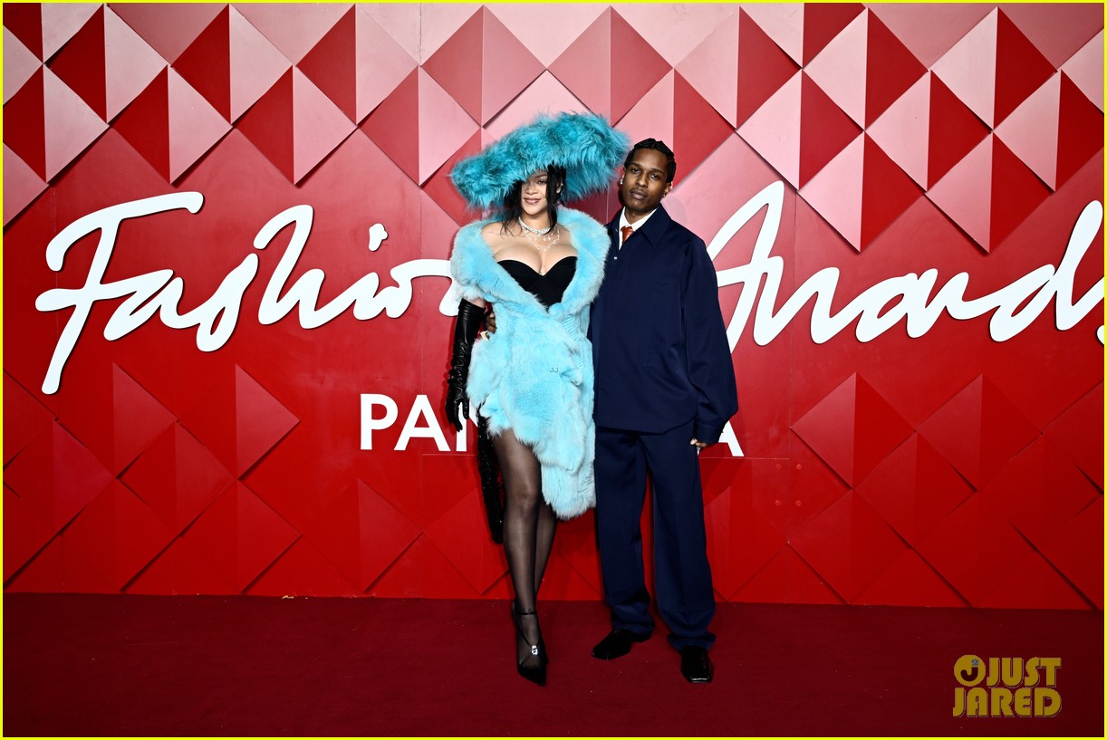Rihanna Wows in Furry Blue Outfit for Fashion Awards 2024 with Partner A$AP Rocky