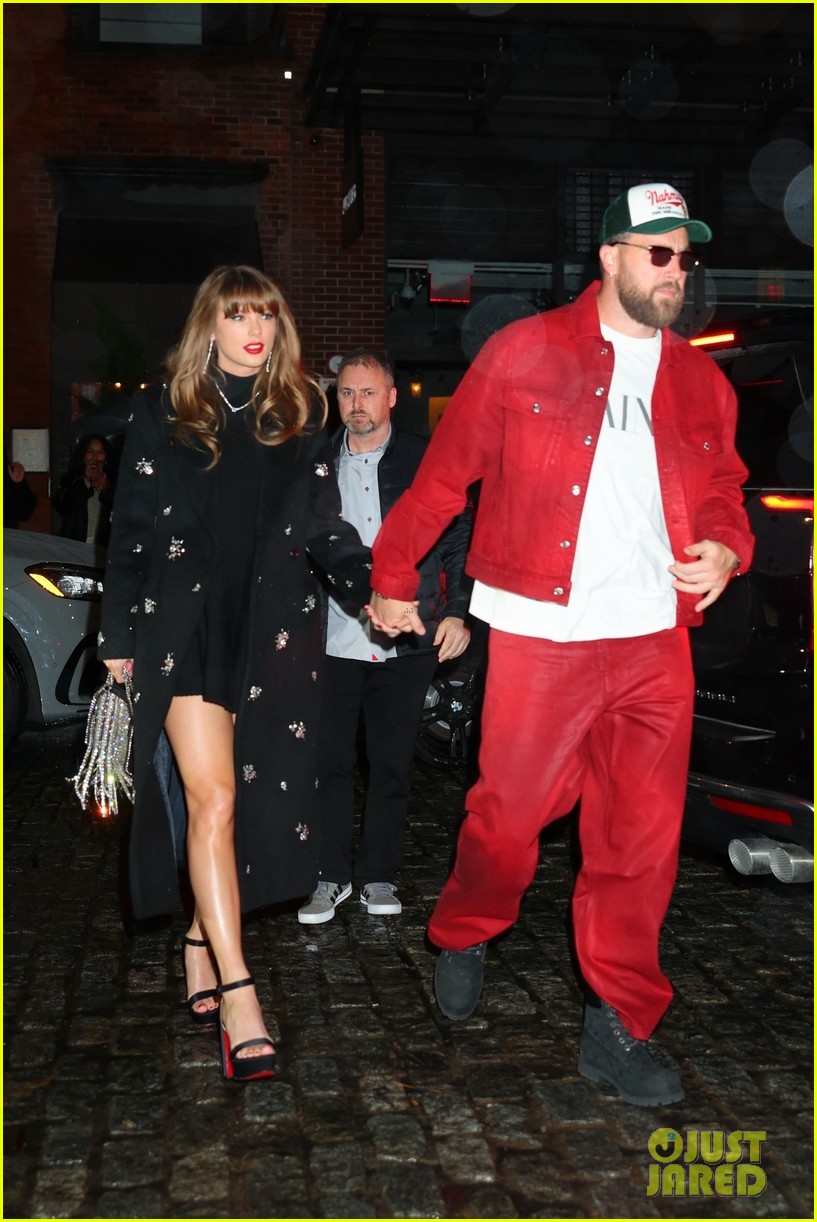Travis Kelce Goes Red For Rainy Date Night With Taylor Swift In New York City