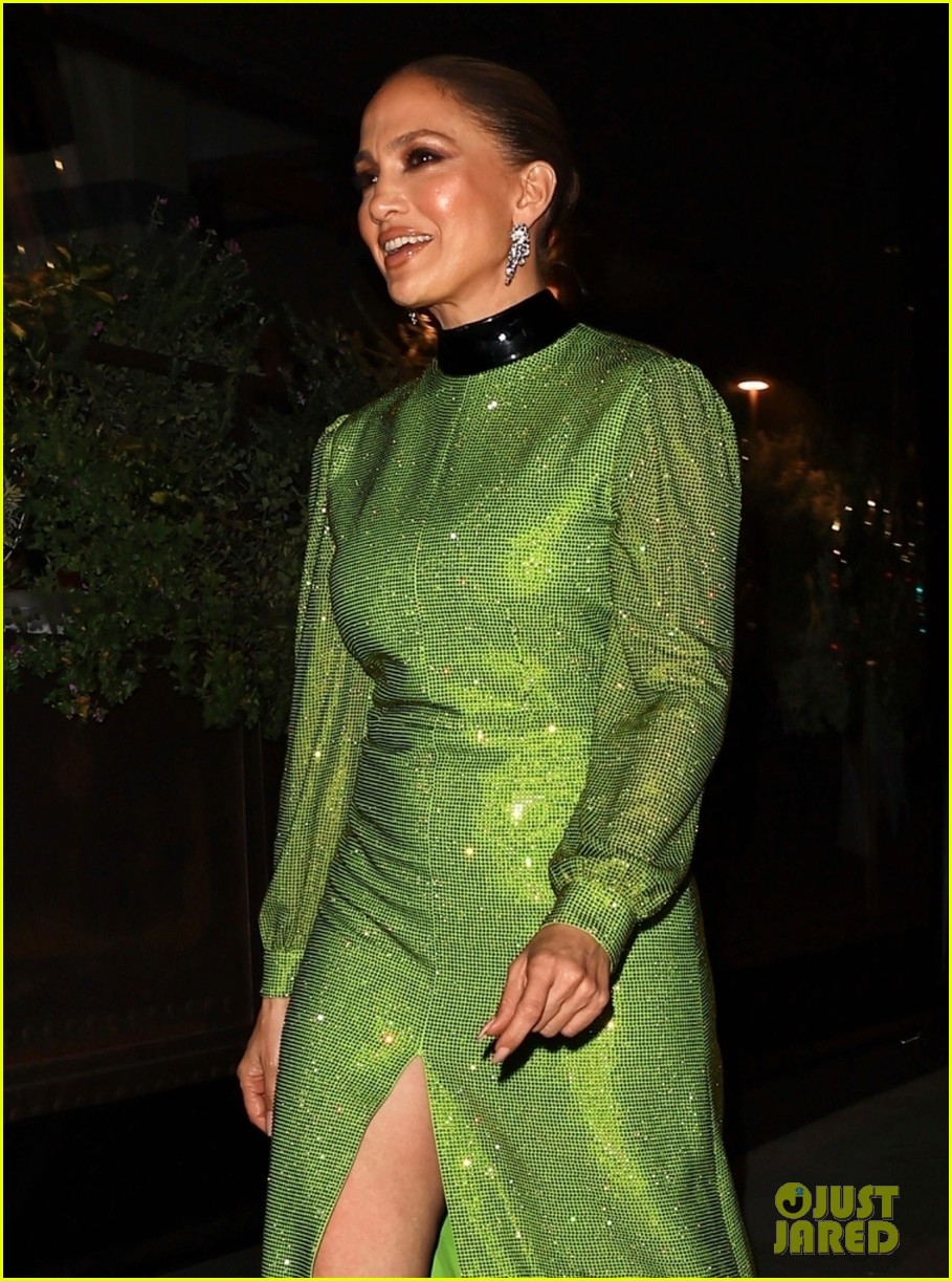 jennifer lopez green sequin dress Goes Glam in While Celebrating Longtime Manager Benny Medina's Birthday | Just Jared jlo green versace dress 2000