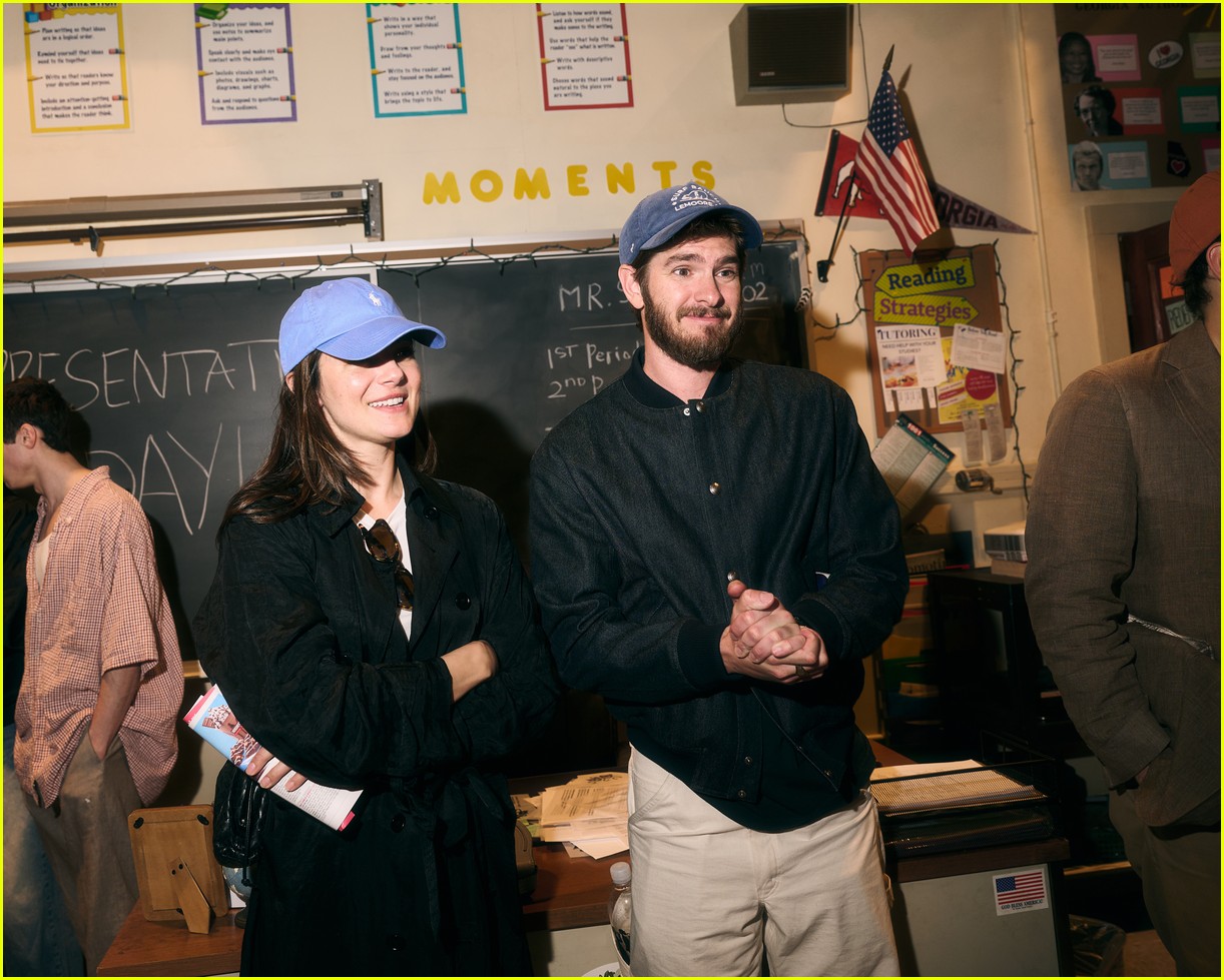 New Couple Andrew Garfield & Monica Barbaro Attend 'John Proctor Is the Villain' on Broadway in NYC!