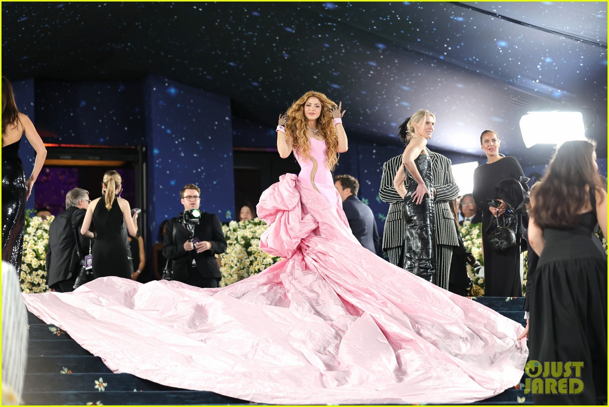 Shakira Stuns in a Pink Prabal Gurung Gown With a Massive Train at Met Gala 2025