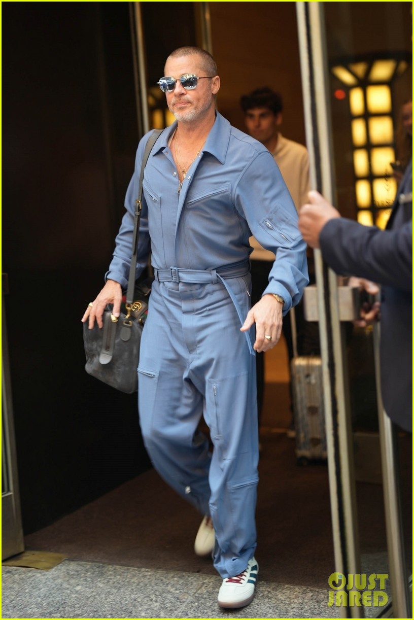 brad pitt dress & Girlfriend Ines de Ramon Match in All-Blue Outfits Despite Separate Outings in NYC | Just Jared Light-blue silk blend dress Color:jade quince dresses mexican Rolling stone