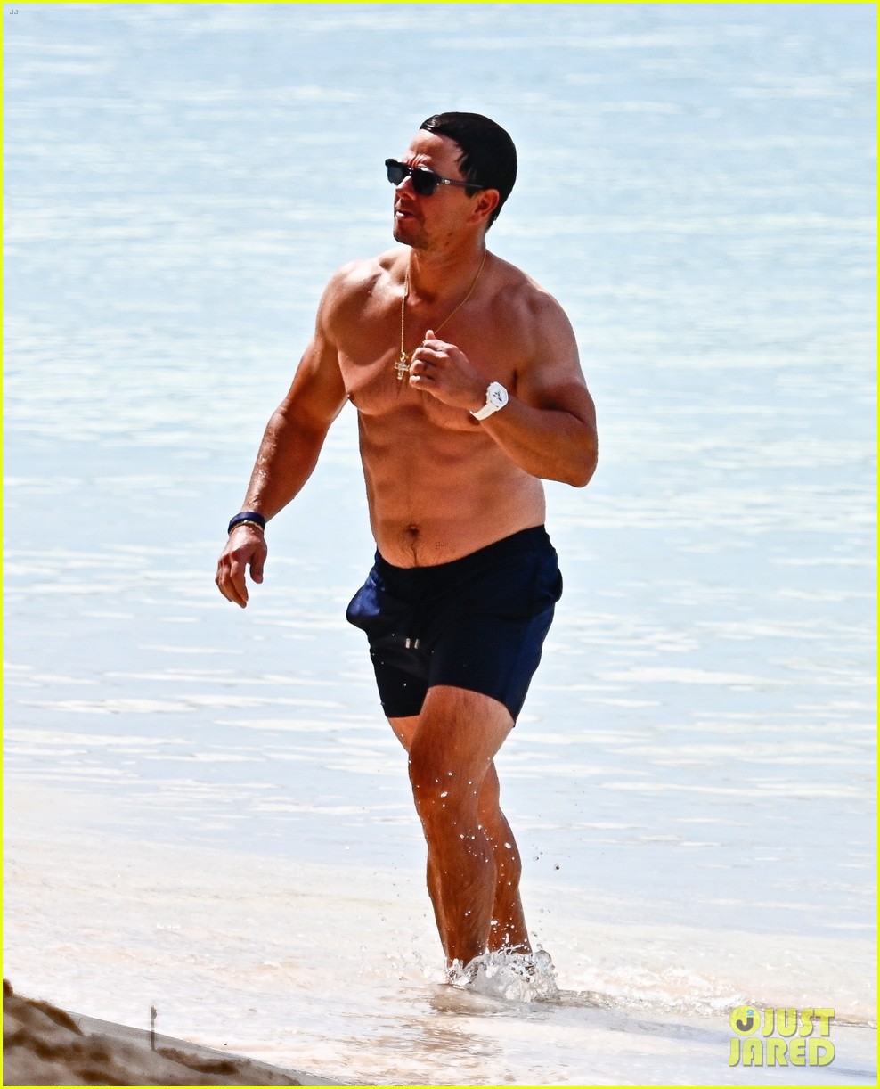 Mark Wahlberg Swims With Wife Rhea Durham During Relaxing Barbados Vacation