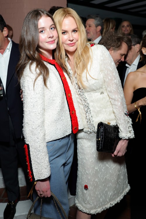 Nicole Kidman Poses with Daughters Sunday & Faith at Chanel's Pre-Oscars Party