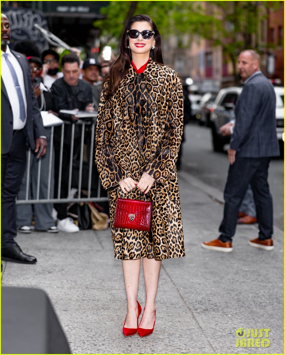 Anne Hathaway Stuns in Cheetah Print, Emily Blunt Rocks a Bright Red Jacket & Leather Skirt at 'The Devil Wears Prada 2' Screening