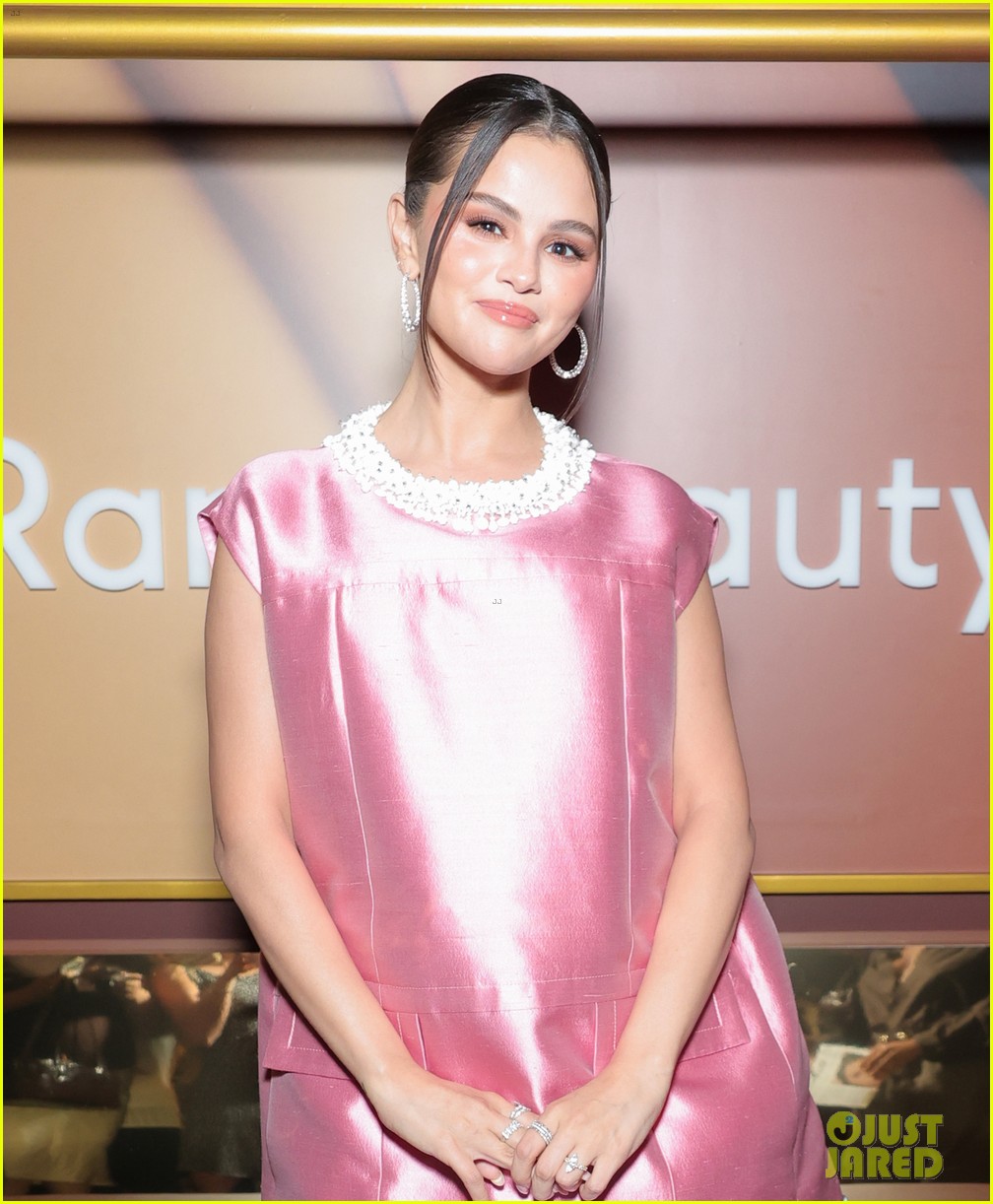 Selena Gomez Wears Chic Pink Prada Dress for Rare Beauty Event - Just Jared  - Celebrity News and Gossip | Entertainment